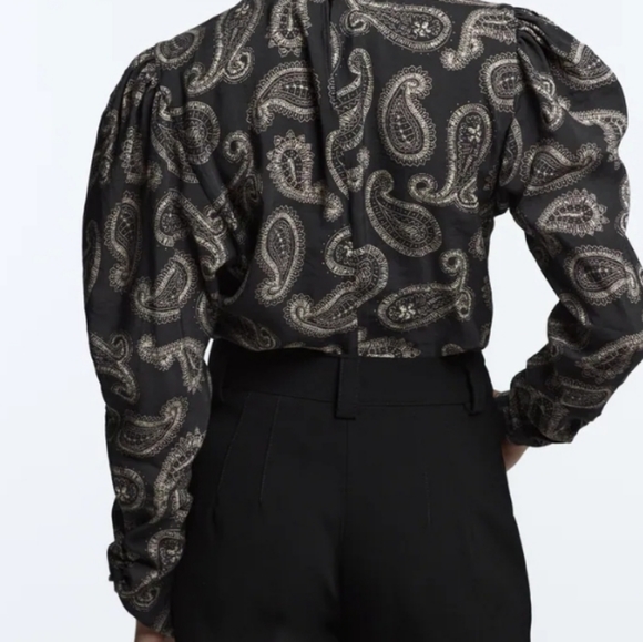 ZARA printed paisley long sleeves top size Medium  NEW - Picture 2 of 15